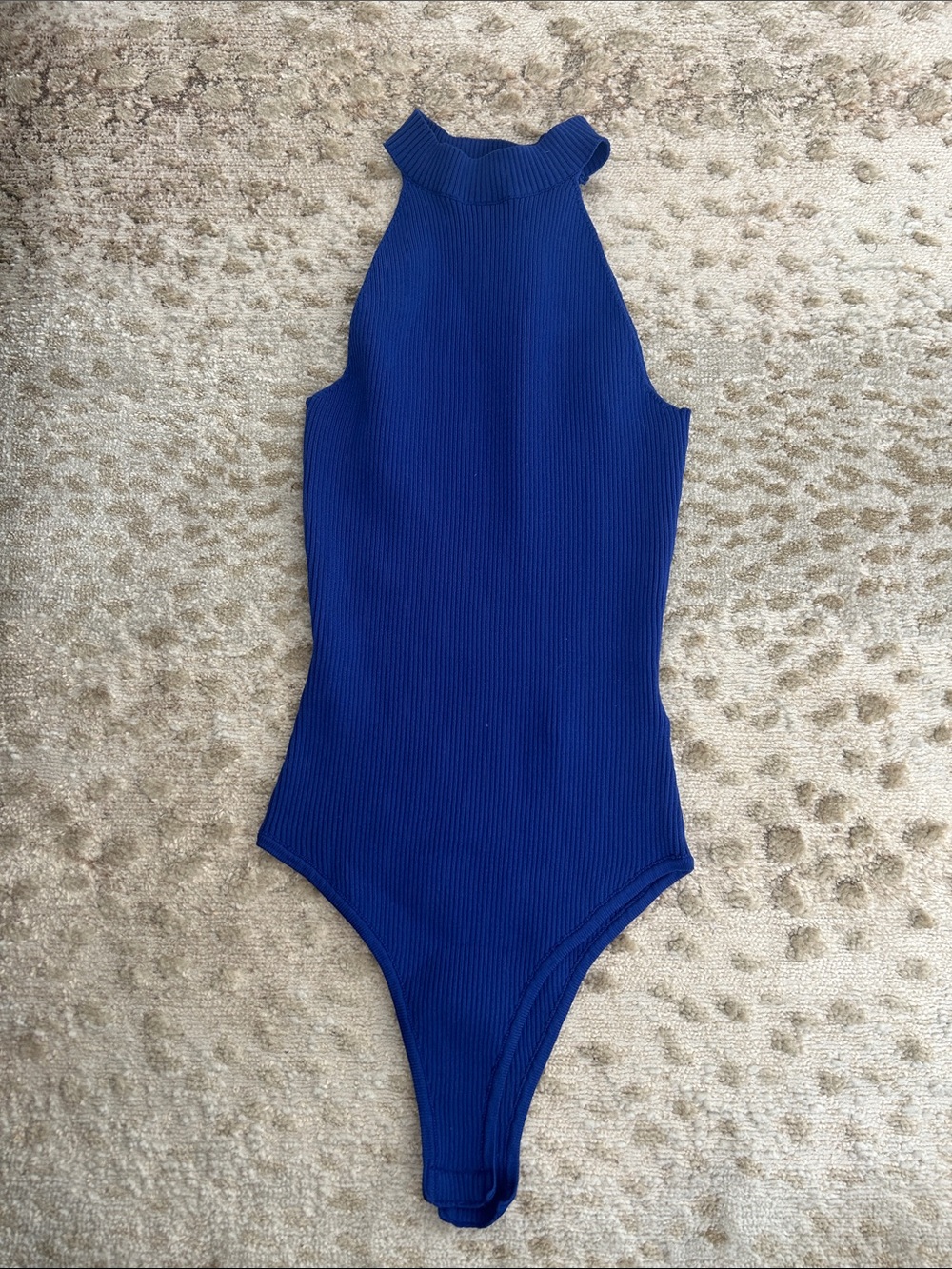 Women’s Royal Blue Ribbed Halter Bodysuit